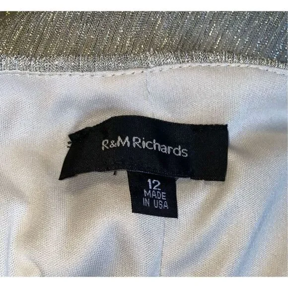 Metallic Sleeveless Shift Dress w/Matching Cardigan Sz 12 by R&M Richards Flowy - Picture 14 of 14